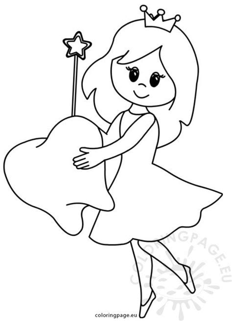 Tooth Fairy flying with Tooth image | Coloring Page