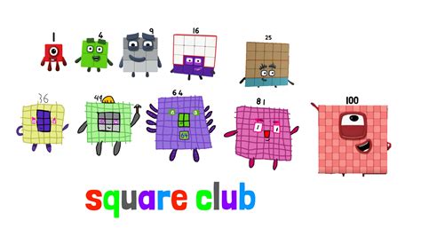 Square club with all the members ( some oficial some fanmade) : r/numberblocks