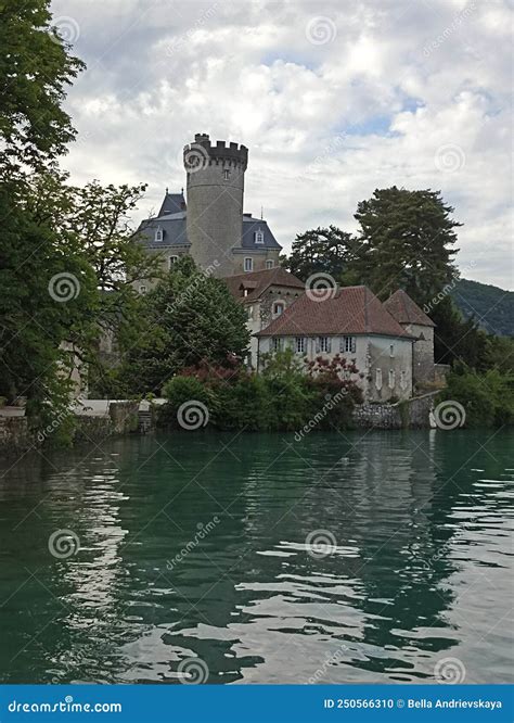 Castle on the lake Annecy editorial image. Image of tower - 250566310