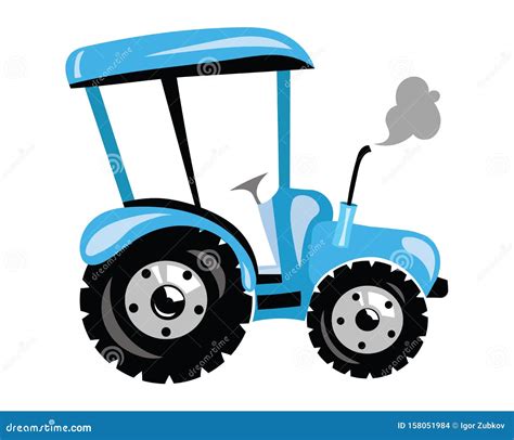 A Cartoon Tractor. Vector Illustration of a Blue Tractor for Children. Agricultural Machinery ...