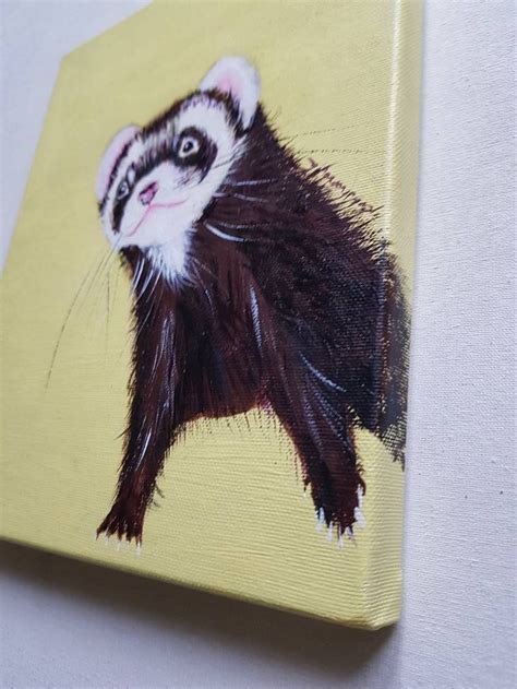 Nursery art Ferret original acrylic painting on stretched | Etsy