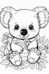 Koala Is Smiling Coloring Page Free Printable sketch template