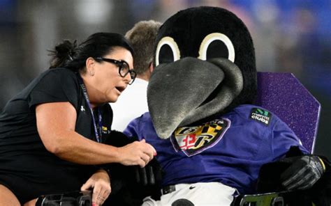 Ravens Mascot Carted Off The Field After Suffering Injury During Game