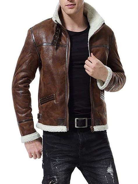 Men’s Vintage Distressed Brown Fur Leather Jacket