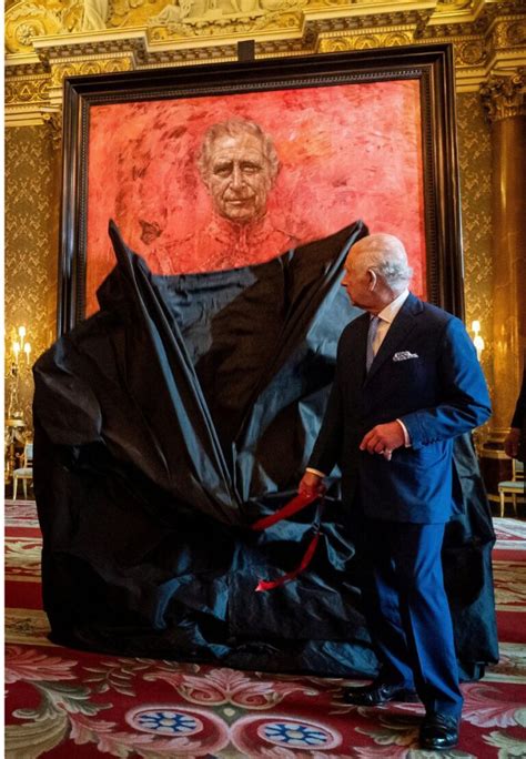 King Charles unveils vivid red portrait, his first since coronation