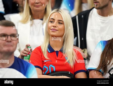 Rebecca Cooke, girlfriend of England's Phil Foden, in the stands before the FIFA World Cup ...