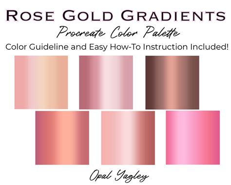 Procreate Rose Gold Gradients Color Palette Gold Gradient, Gradient Color, Rose Gold Painting ...