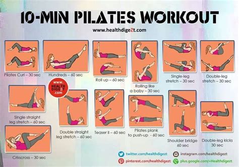 10 minute Pilates | Pilates workout, Pilates, Workout chart