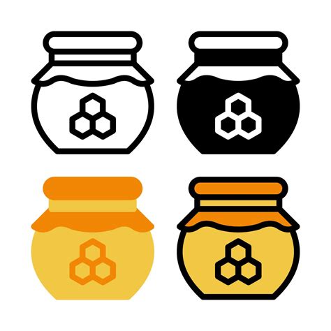 Honey jar icon set. Colorful cartoon honey jar icon. Creative geometric honey jar logo design ...