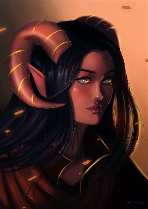 ArtStation - [DND] Feral tiefling portrait