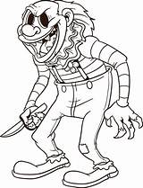 Scary Clown Faces Coloring Pages sketch template