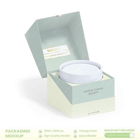 Premium PSD | Opened packaging candle box mockup