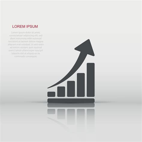 Vector growth chart icon in flat style. Grow diagram sign illustration pictogram. Increase arrow ...