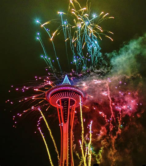 Space Needle Fireworks 3 Photograph by Stephen Rowles | Pixels