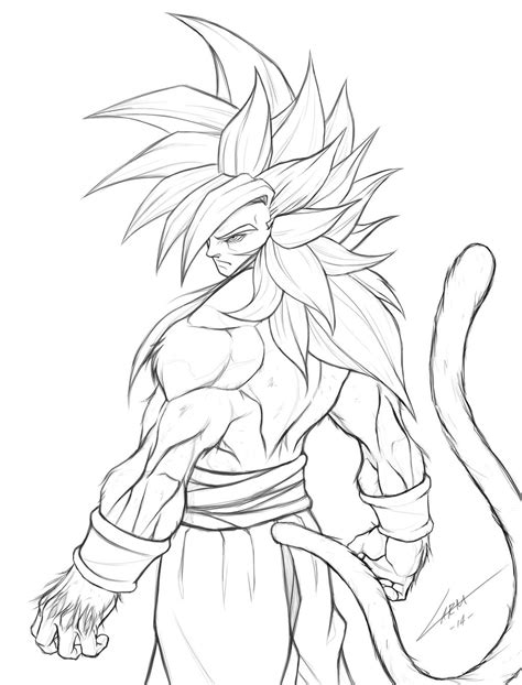 Goku SSJ4 Lineart by LuisLarm on DeviantArt