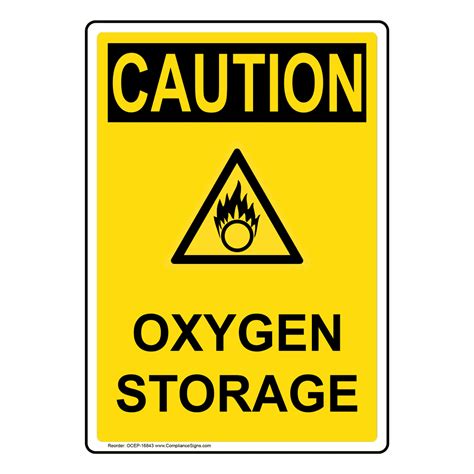 Portrait OSHA Oxygen Storage Sign With Symbol OCEP-16843