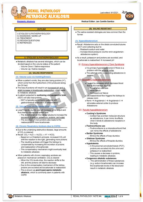 Metabolic Alkalosis - Notes - NinjaNerd Medicine