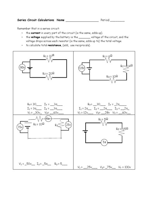 Series Circuit Calculations Name - Period | PDF - Worksheets Library