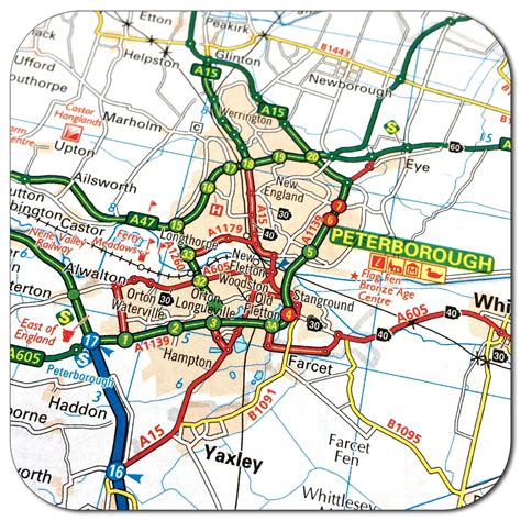 Peterborough Map Coasters Magnets Key Rings and Prints