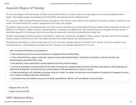 Associate degree in nursing dallas nursing institute (dni)