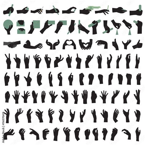 vector illustration of collection of hand gestures silhouettes Stock Vector | Adobe Stock