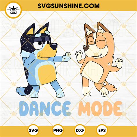 Dance Mode Bluey SVG, Bandit And Chilli Heeler Dancing SVG, Funny Bluey Cartoon SVG PNG DXF EPS