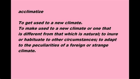 acclimatize meaning - YouTube