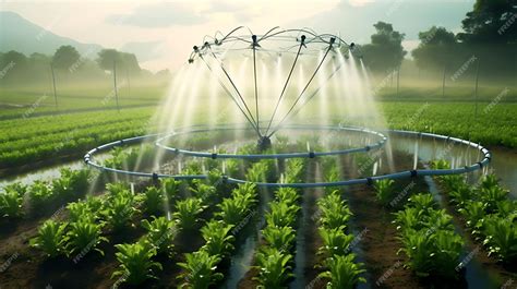 Premium AI Image | Modern smart irrigation systems technology for growing farming plants