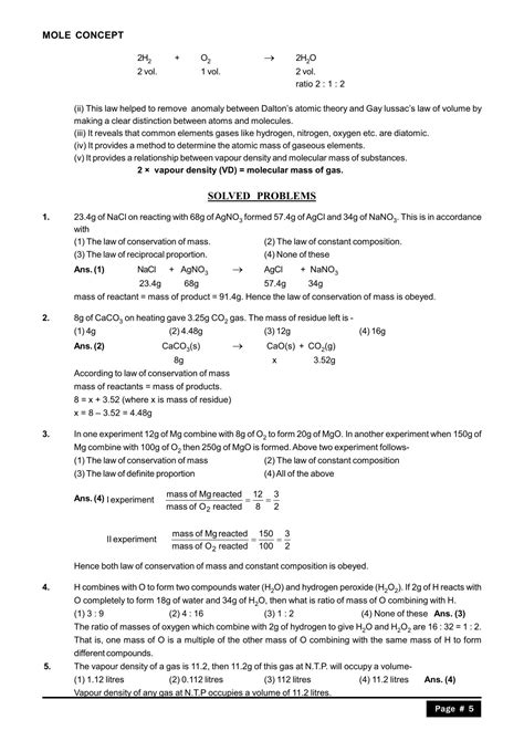 Mole Concept Notes for Class 11, IIT JEE & NEET