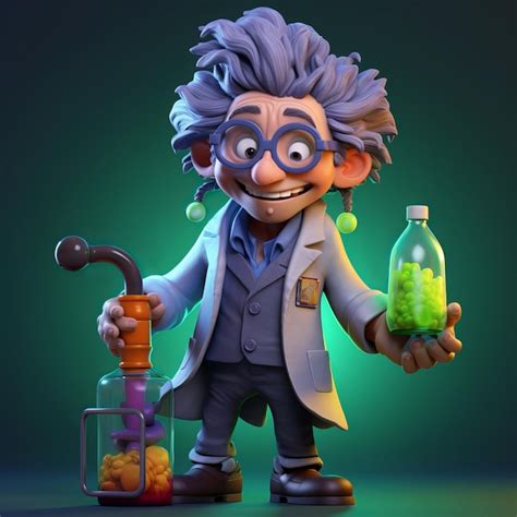 Premium Photo | Funny Mad Scientist Cartoon Character