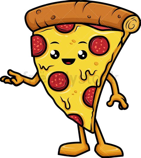 Pizza Character Presenting Cartoon Clipart Vector - FriendlyStock