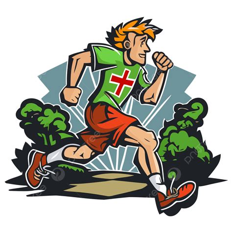 Cross Country Running Vector, Sticker Clipart Sporty Running Illustration, Boy Jogger Cartoon ...