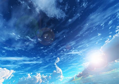 Anime / Manga Background Blue Sky Scenery Clouds Sun Light | Sky anime, Anime scenery, Sky images