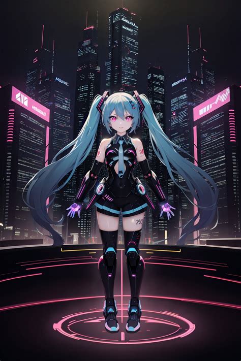 futuristic-style Hatsune Miku, | image created by | Tensor.Art