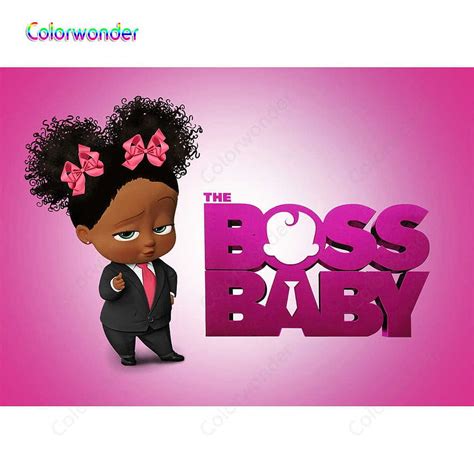 Pink Background American Girl with Black Suit and Pink Bow Boss Baby Series graphy Baby Shower ...