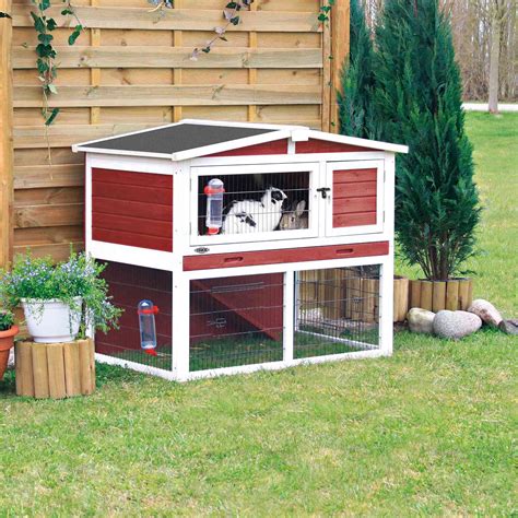 natura small animal hutch with outdoor run, 124 × 102 × 78 cm, brown ...