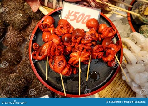 Fresh Japanese Octopus on the Plate As Street Food in Osaka Stock Image - Image of japanesefood ...