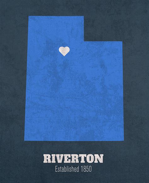 Riverton Utah City Map Founded 1850 Brigham Young University Color Palette Mixed Media by Design ...