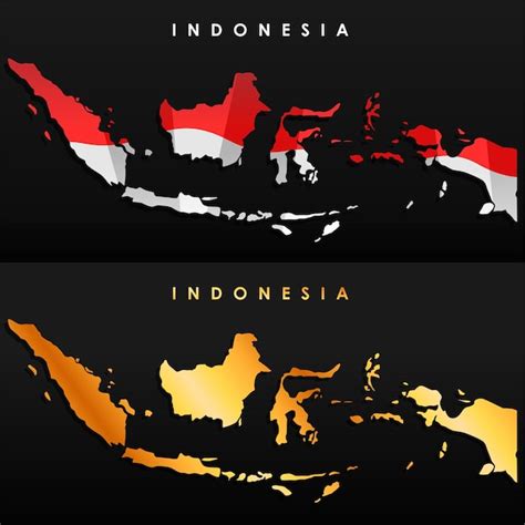 Premium Vector | Indonesia map flag and gold