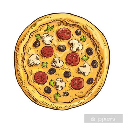 Sticker Italian pizza sketch for pizzeria and cafe design - PIXERS.UK