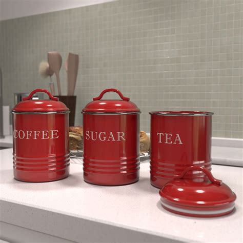 Buy Barnyard Designs Red Canister Sets for Kitchen Counter, Vintage Kitchen Canisters, Country ...