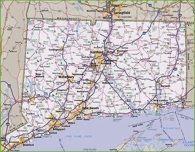 CONNECTICUT ROAD MAP GLOSSY POSTER PICTURE PHOTO city county state ct usa 2444 | eBay