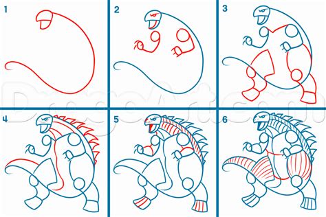 How to Draw Godzilla 2014, Step by Step, Movies, Pop Culture, FREE ...