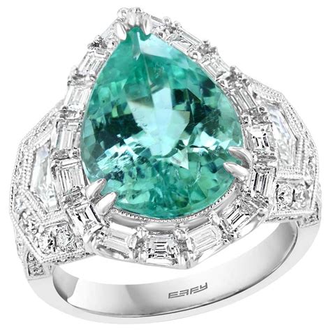 Effy Hematian 18 Karat White Gold Diamond and Paraiba Tourmaline Ring ...