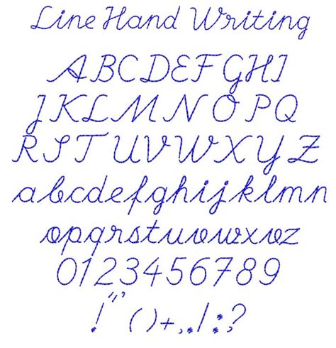 ESA Embroidery Font: Line Hand Writing