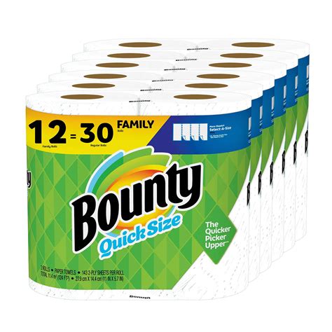 Bounty Quick-Size Paper Towels, 12 Family Rolls = 30 Regular Rolls ...