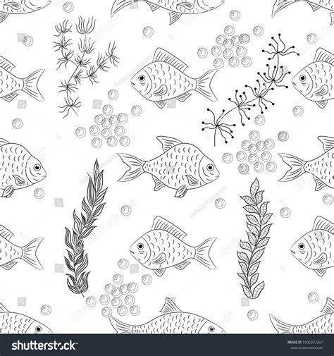 Fish Seaweed Seamless Pattern Stock Illustration 1902397267 | Shutterstock