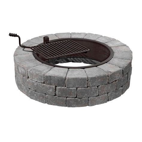 Necessories 48 in. Grand Concrete Fire Pit in Bluestone with Cooking Grate-3500006 - The Home Depot