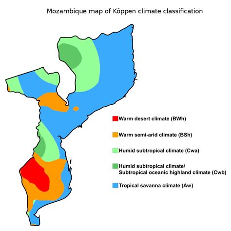 Mozambique map of Köppen climate classification. | Tropical savanna ...