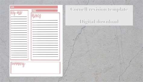 Cornell revision notes template digital download | Etsy